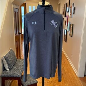 Under Armour Black and White Striped Quarter-Zip Pullover